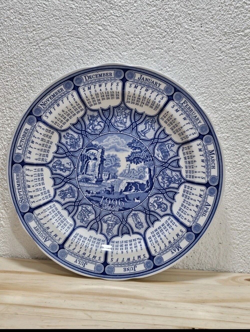 Vintage 1996's Spode Blue Room Calendar Plate Blue Italian Made in England